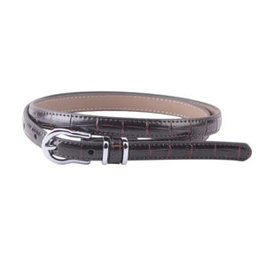 Skinny Crocodile Belt Silver Buckle