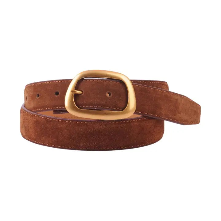 Caramel Suede Belt-Gold Buckle