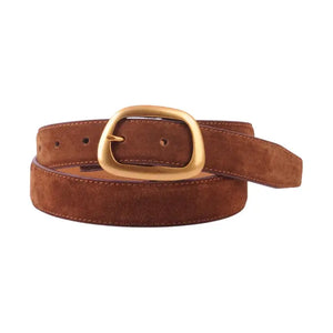Caramel Suede Belt-Gold Buckle