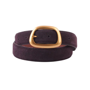 Chocolate Suede Belt-Gold Buckle