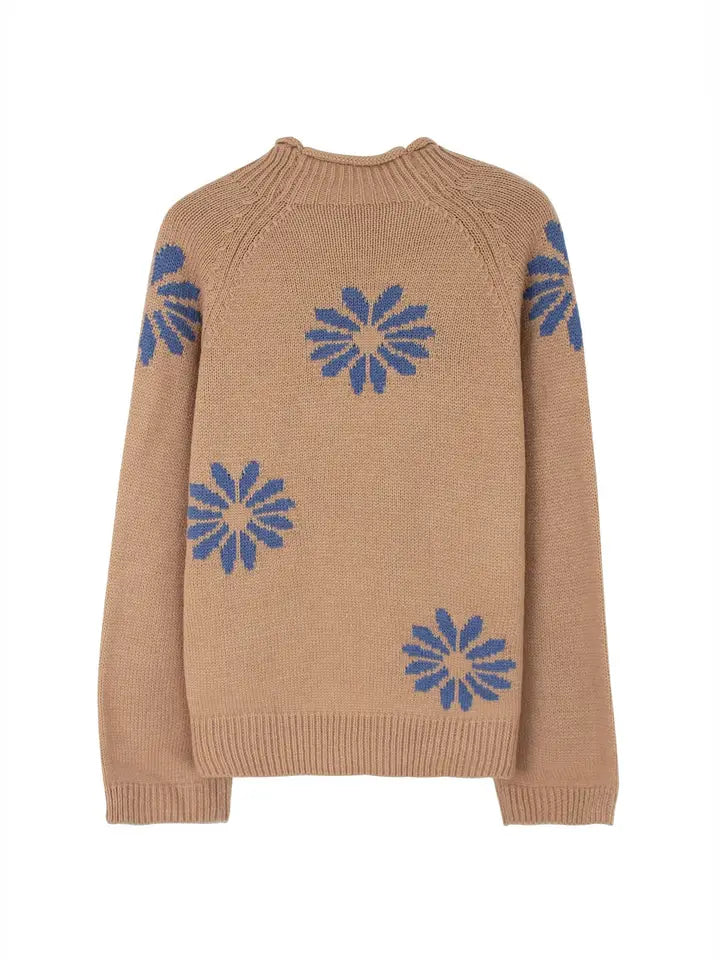 Floral Khaki Knit Sweater