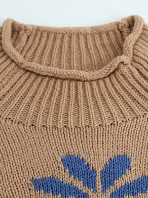 Floral Khaki Knit Sweater