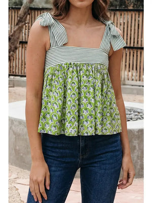 Printed Green Babydoll Tank