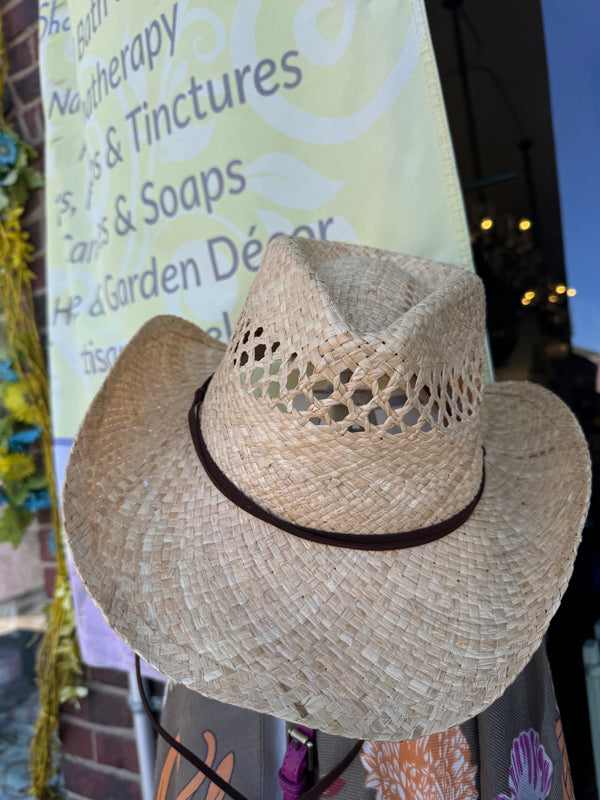 Woven Tan Cowgirl Hat - Earth Sweet Boutique