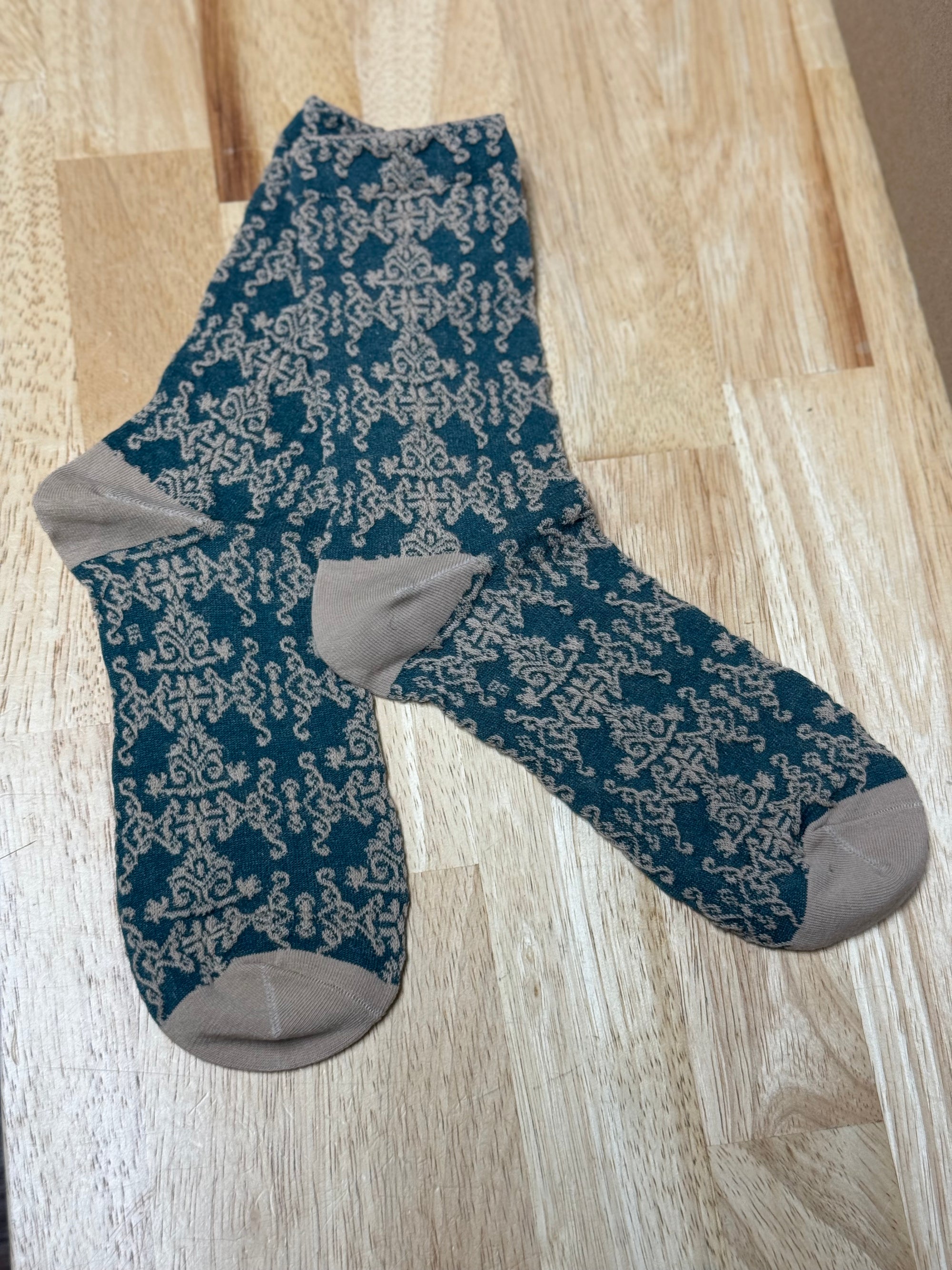 Haden Lace Teal Socks