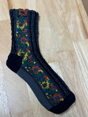 Black Audrey Floral Socks