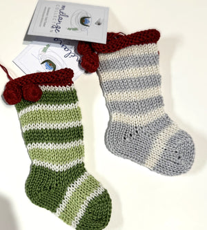 Handmade Tiny Striped Stocking Ornaments