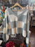 Greyish Blue Checkered V-Neck Sweater