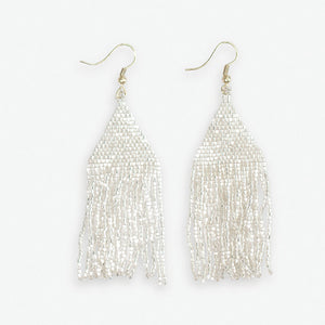 Silver Beaded Fringe Earrings