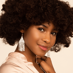 Silver Beaded Fringe Earrings