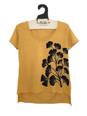 Gingko Leaves T-Shirt-Mustard Yellow