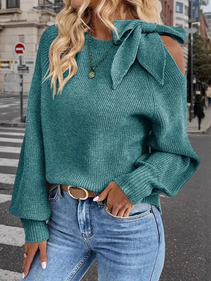 Off-Shoulder Teal Sweater