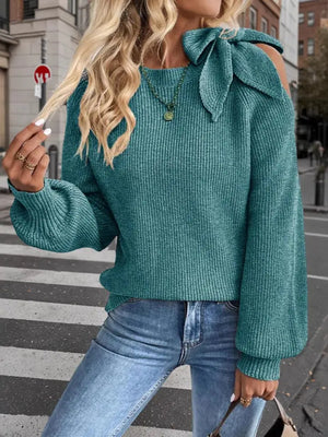 Off-Shoulder Teal Sweater
