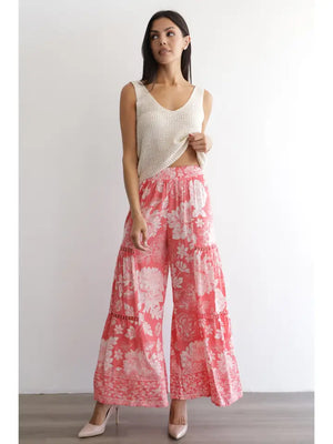 Floral Pink Wide Leg Pants