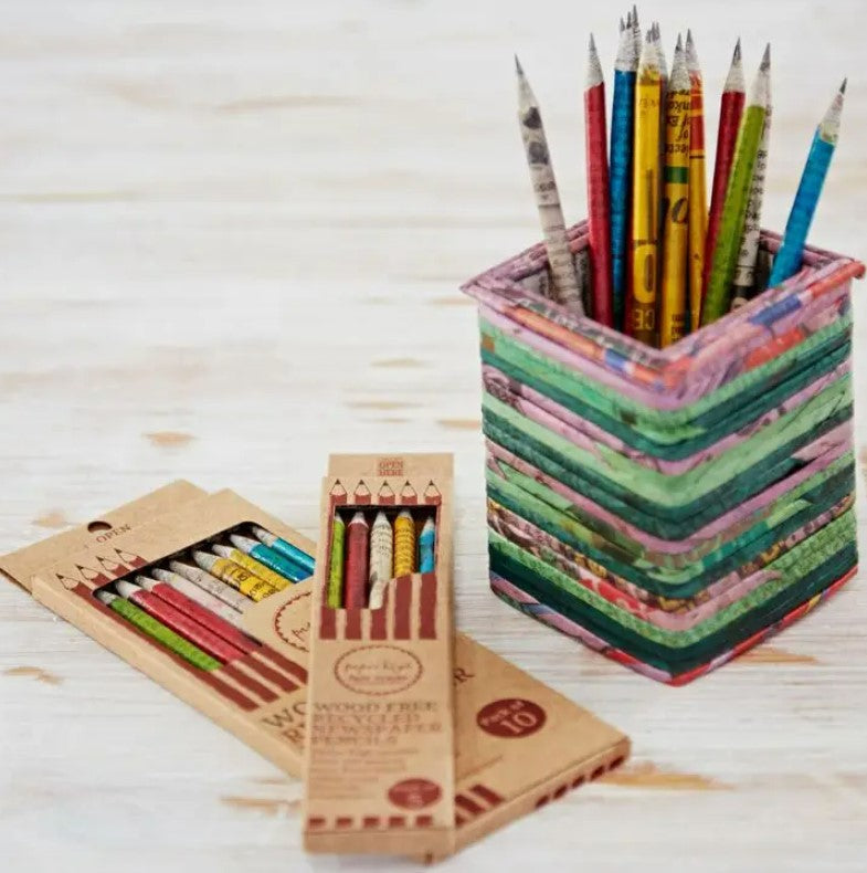 Pack of 10 Recycled Newspaper Pencils