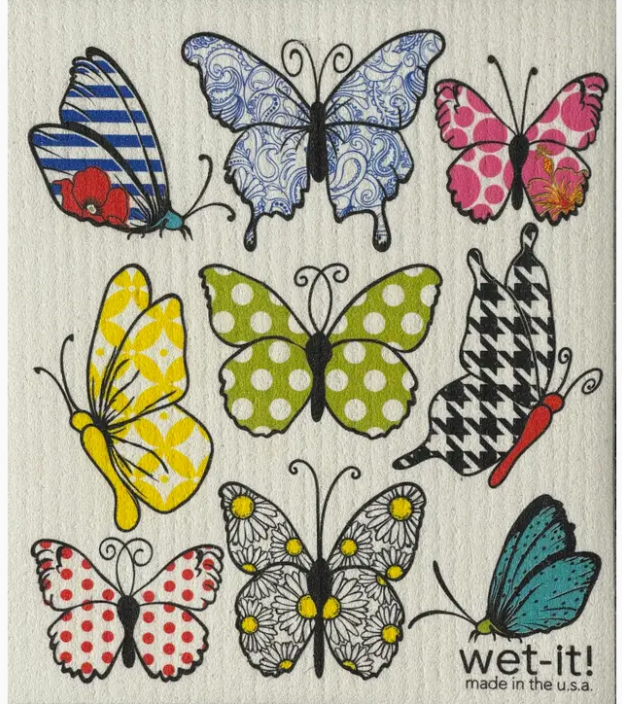 Swedish Sponge Cloth Lively Butterflies 6.8x8 inch