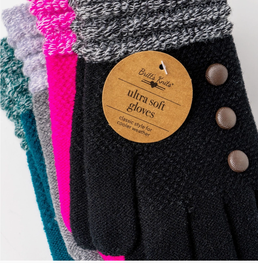 Soft Knit 3-Button Gloves