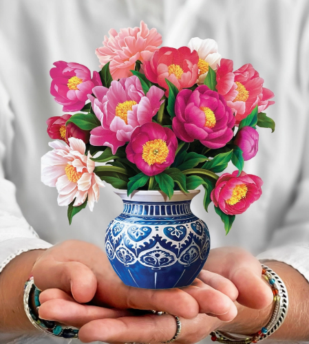 Mini Peony Paradise Pop-Up Flower Bouquet & Card