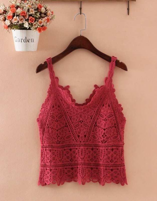 Wine Red Crochet Tank Top