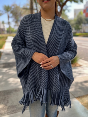 Lake House Blue Striped Kimono