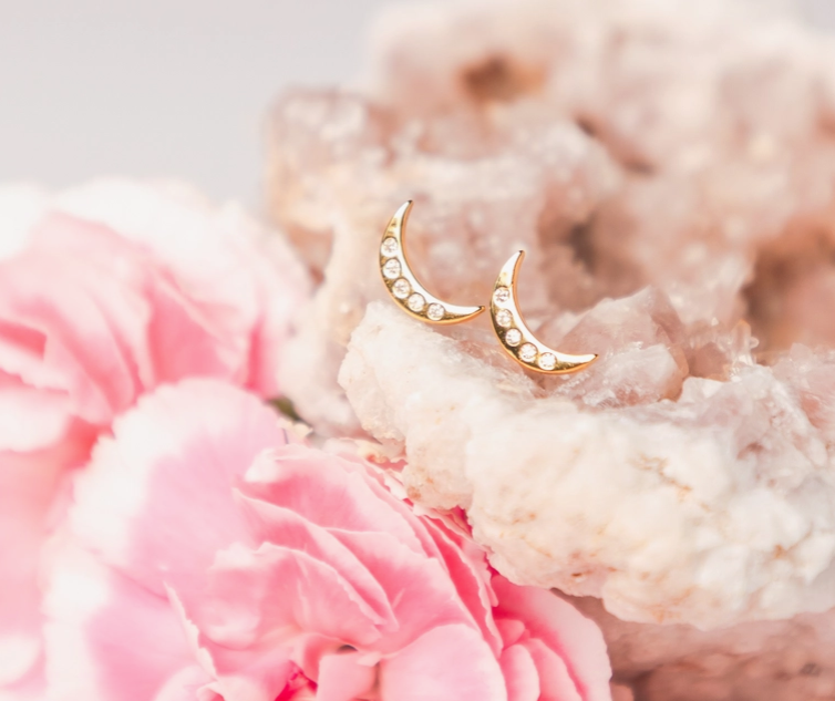 Gold Artemis Crescent Moon Earrings