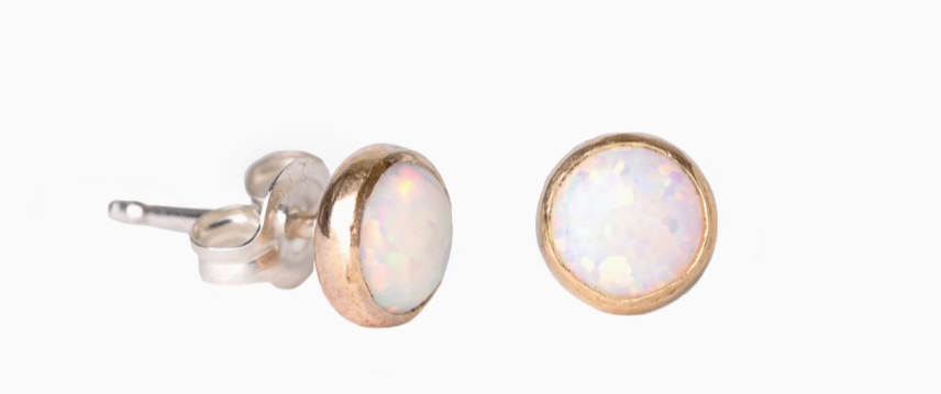 Medium Opal Stud Gold Fill Earrings