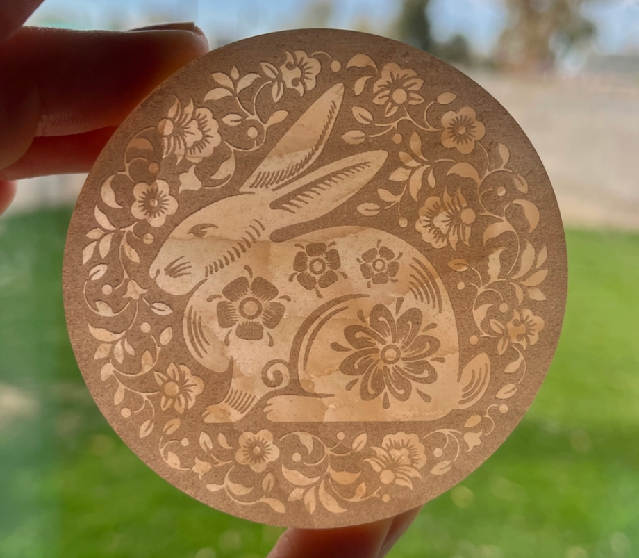 White Rabbit Peach Selenite Charging Plate