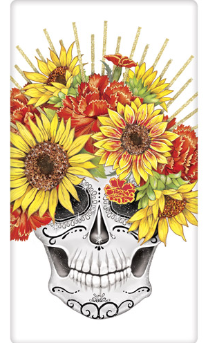 Sunflower Skull Floursack Towel