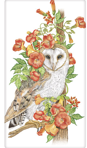 Barn Owl in Trumpets Floursack Towel