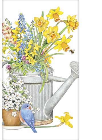 Spring Flowers in Watering Can Towel