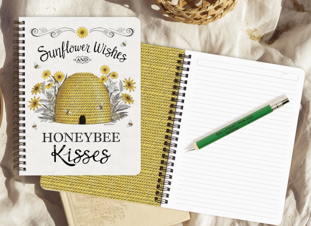 Sunflower Wishes & Honeybee Kisses Spiral Notebook