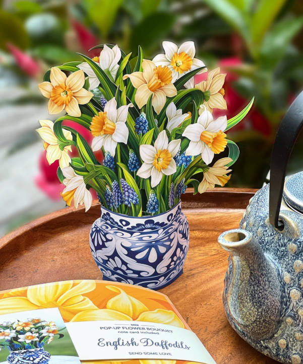 Mini English Daffodils Pop-Up Flower Bouquet & Card