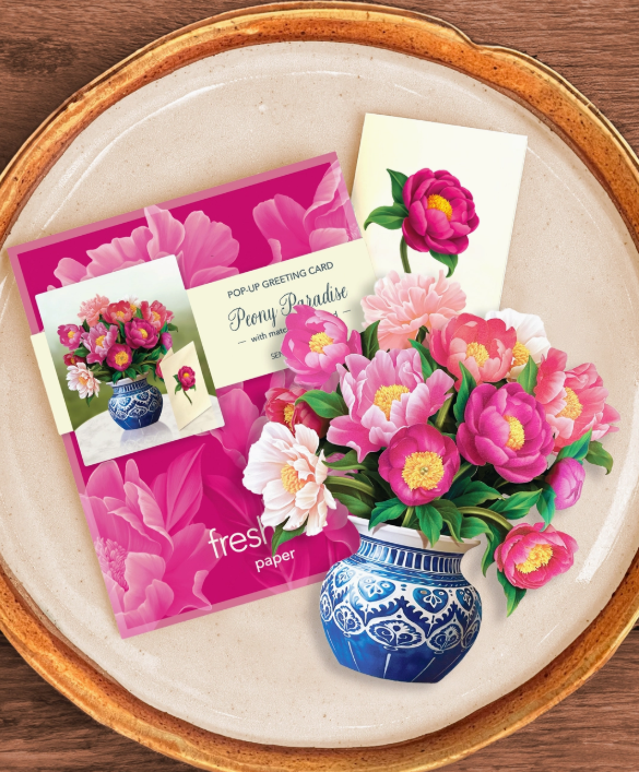 Mini Peony Paradise Pop-Up Flower Bouquet & Card