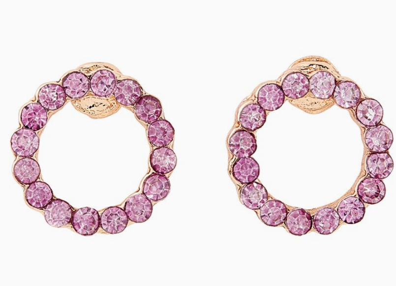 Purple Gemstone Circle Earrings