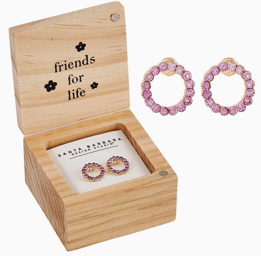 Purple Gemstone Circle Earrings