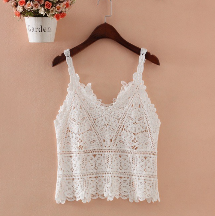 White Crochet Tank Top