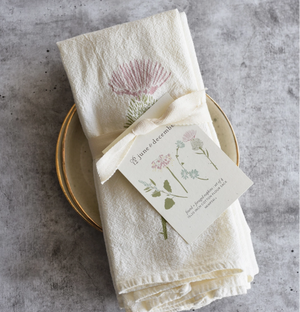 Cloth Napkins hand-drawn illustrations Set of 4