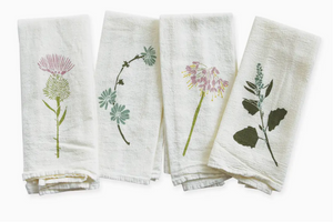 Cloth Napkins hand-drawn illustrations Set of 4