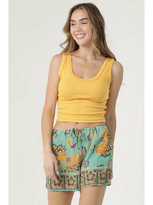 Turquoise Floral Shorts