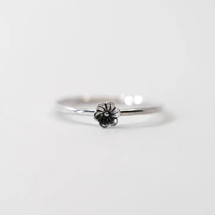 Silver Flower Blossom Ring