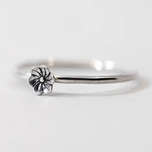 Silver Flower Blossom Ring