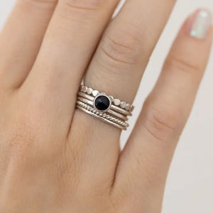 Hammered Silver Coin Band Stacking Ring