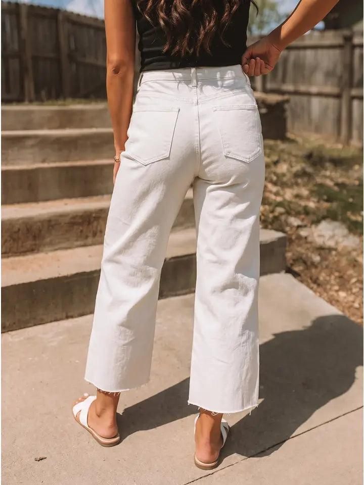 White Raw Hem Jeans