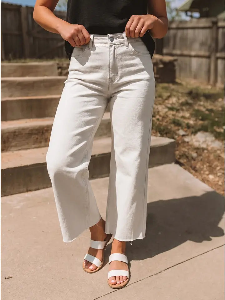 White Raw Hem Jeans