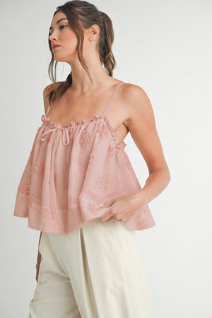 Pink Embroidered Tank Top
