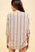 Blue & Orange Striped Roll Tab Sleeve Top