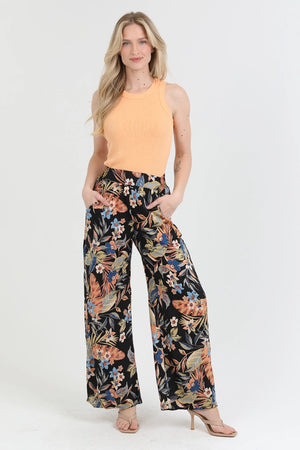 Black Tropical Floral Pants