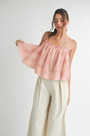 Pink Embroidered Tank Top