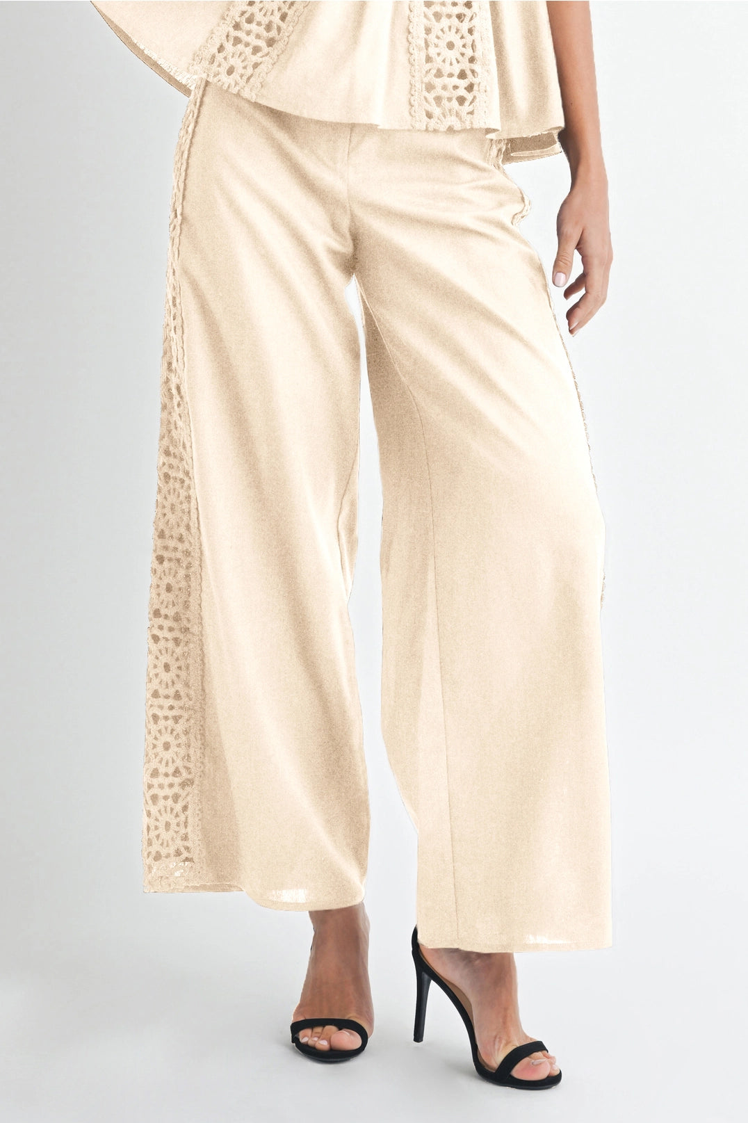 Ivory Crochet High Waist Pants