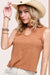 Waffle Tank Top With Cutout-Ginger